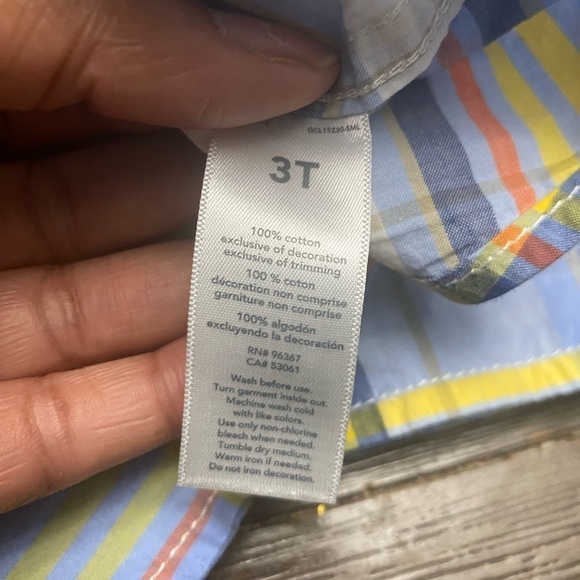 Oshkosh button up plaid stripe dress shirt long sleeve 3T - Picture 4 of 6